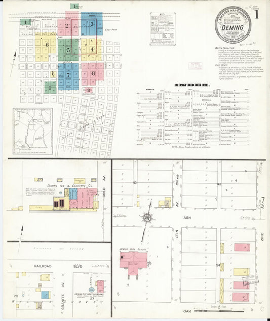 Sanborn Fire Insurance Map from Deming, Luna County, New Mexico (1913), Sheet #0001 - Complete Map Set gallery image, historic Sanborn map, vintage wall art, New Mexico New Mexico