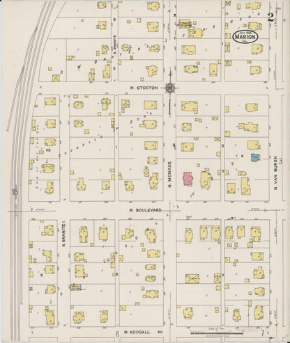 Sanborn Fire Insurance Map from Marion, Williamson County, Illinois (1922), Sheet #0002 - Historic Sanborn Fire Insurance Map Print, vintage old map wall art, antique decor, genealogy gift, Illinois Illinois map