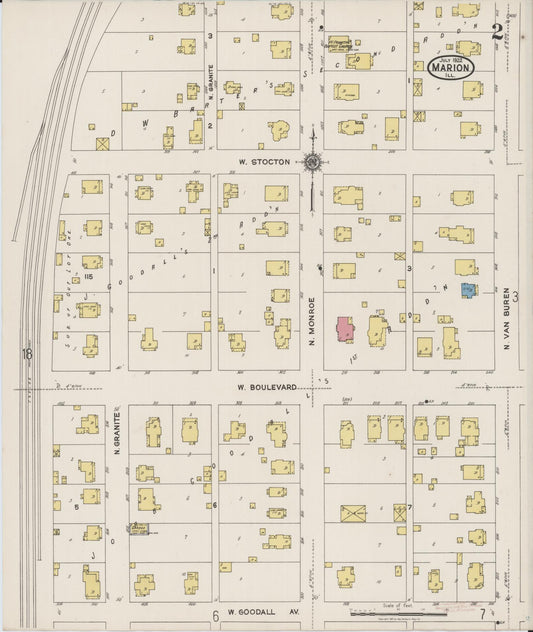 Sanborn Fire Insurance Map from Marion, Williamson County, Illinois (1922), Sheet #0002 - Historic Sanborn Fire Insurance Map Print, vintage old map wall art, antique decor, genealogy gift, Illinois Illinois map