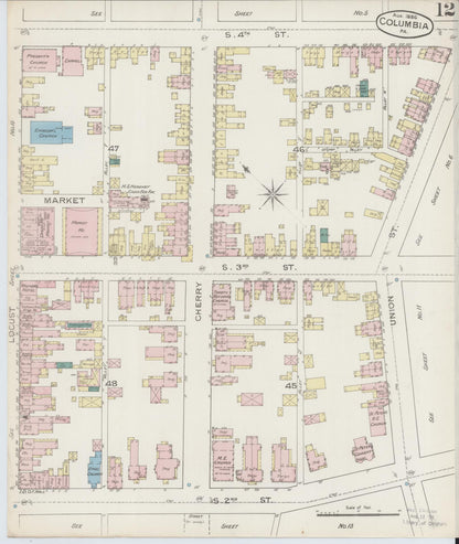 Sanborn Fire Insurance Map from Columbia, Lancaster County, Pennsylvania (1886), Sheet #0012 - Complete Map Set gallery image, historic Sanborn map, vintage wall art, Pennsylvania Pennsylvania