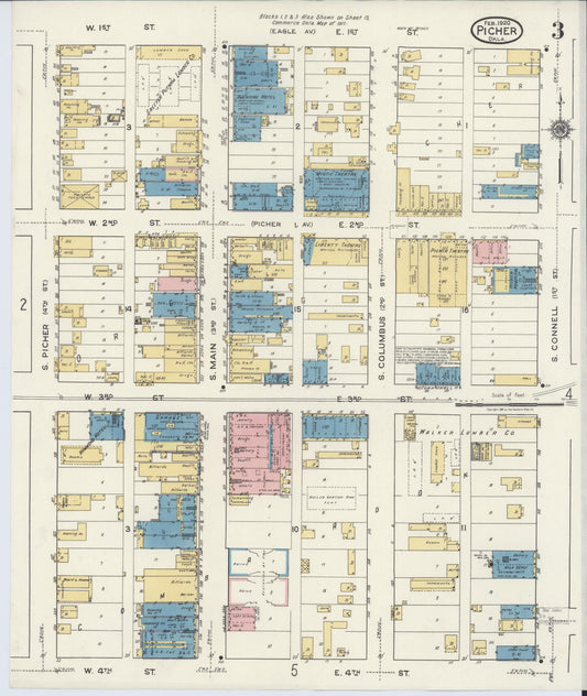 Sanborn Fire Insurance Map from Picher, Ottawa County, Oklahoma (1920), Sheet #0003 - Historic Sanborn Fire Insurance Map Print, vintage old map wall art, antique decor, genealogy gift, Oklahoma Oklahoma map