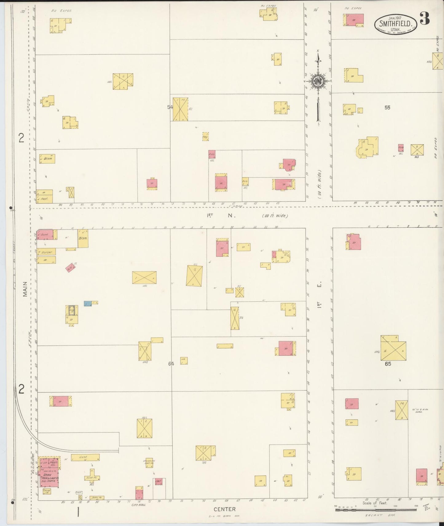 Sanborn Fire Insurance Map from Smithfield, Cache County, Utah (1917), Sheet #0003 - Complete Map Set gallery image, historic Sanborn map, vintage wall art, Utah Utah