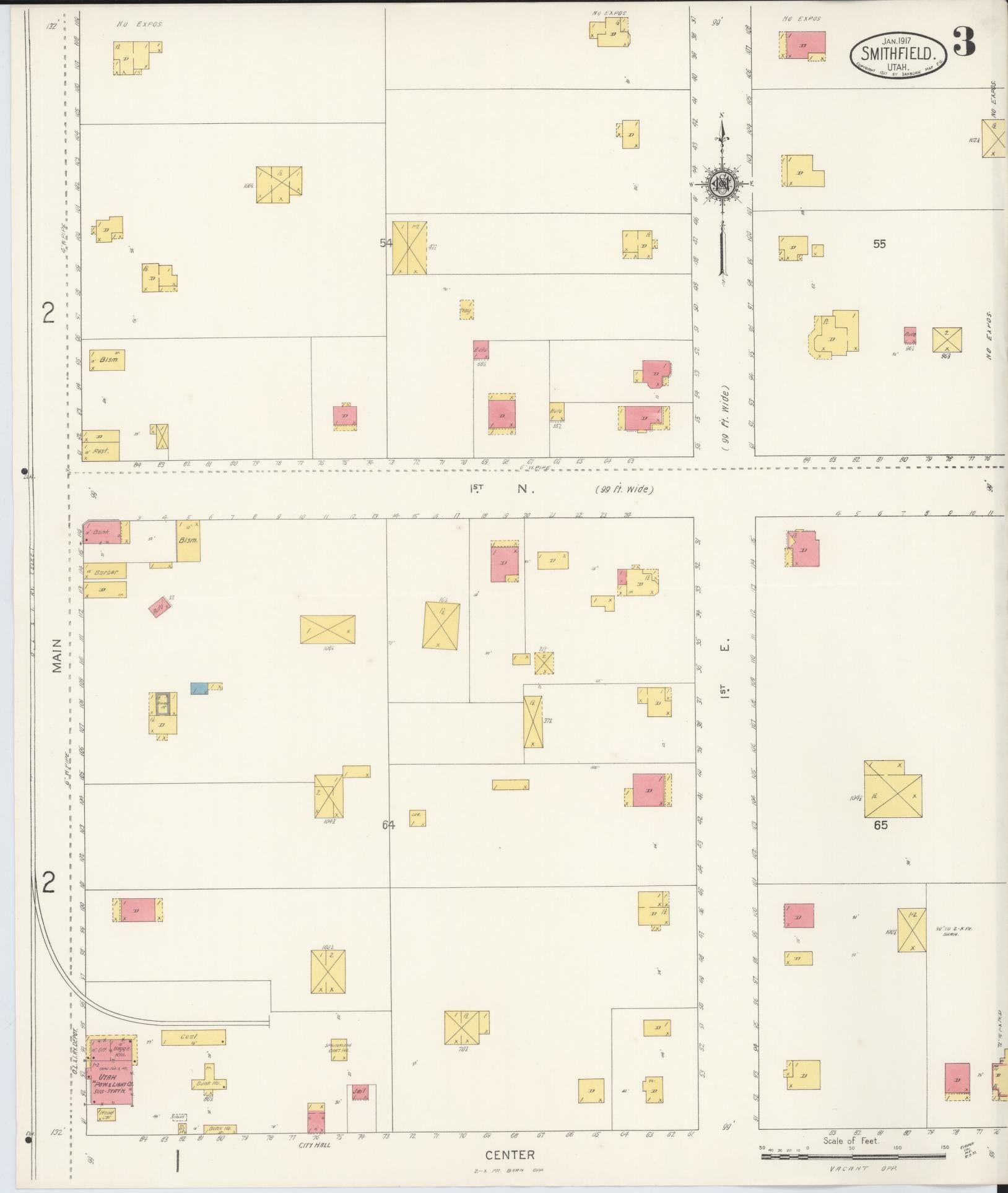 Sanborn Fire Insurance Map from Smithfield, Cache County, Utah (1917), Sheet #0003 - Complete Map Set gallery image, historic Sanborn map, vintage wall art, Utah Utah