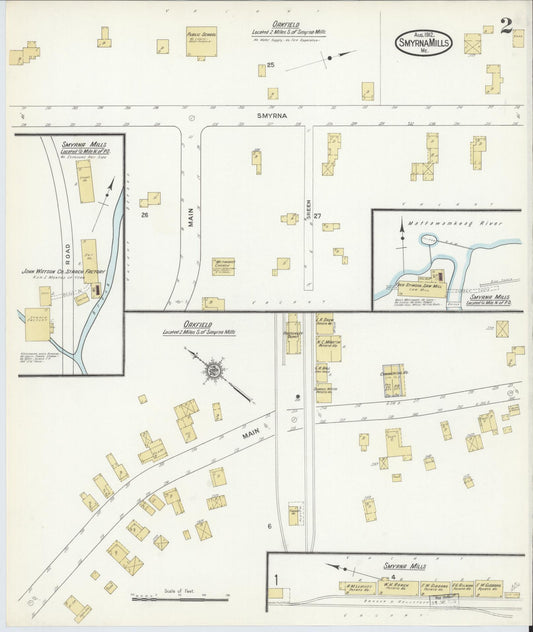 Sanborn Fire Insurance Map from Smyrna Mills, Aroostook County, Maine (1912), Sheet #0002 - Historic Sanborn Fire Insurance Map Print, vintage old map wall art, antique decor, genealogy gift, Maine Maine map