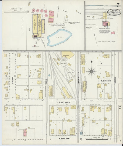 Sanborn Fire Insurance Map from Litchfield, Montgomery County, Illinois (1897), Sheet #0007 - Complete Map Set gallery image, historic Sanborn map, vintage wall art, Illinois Illinois
