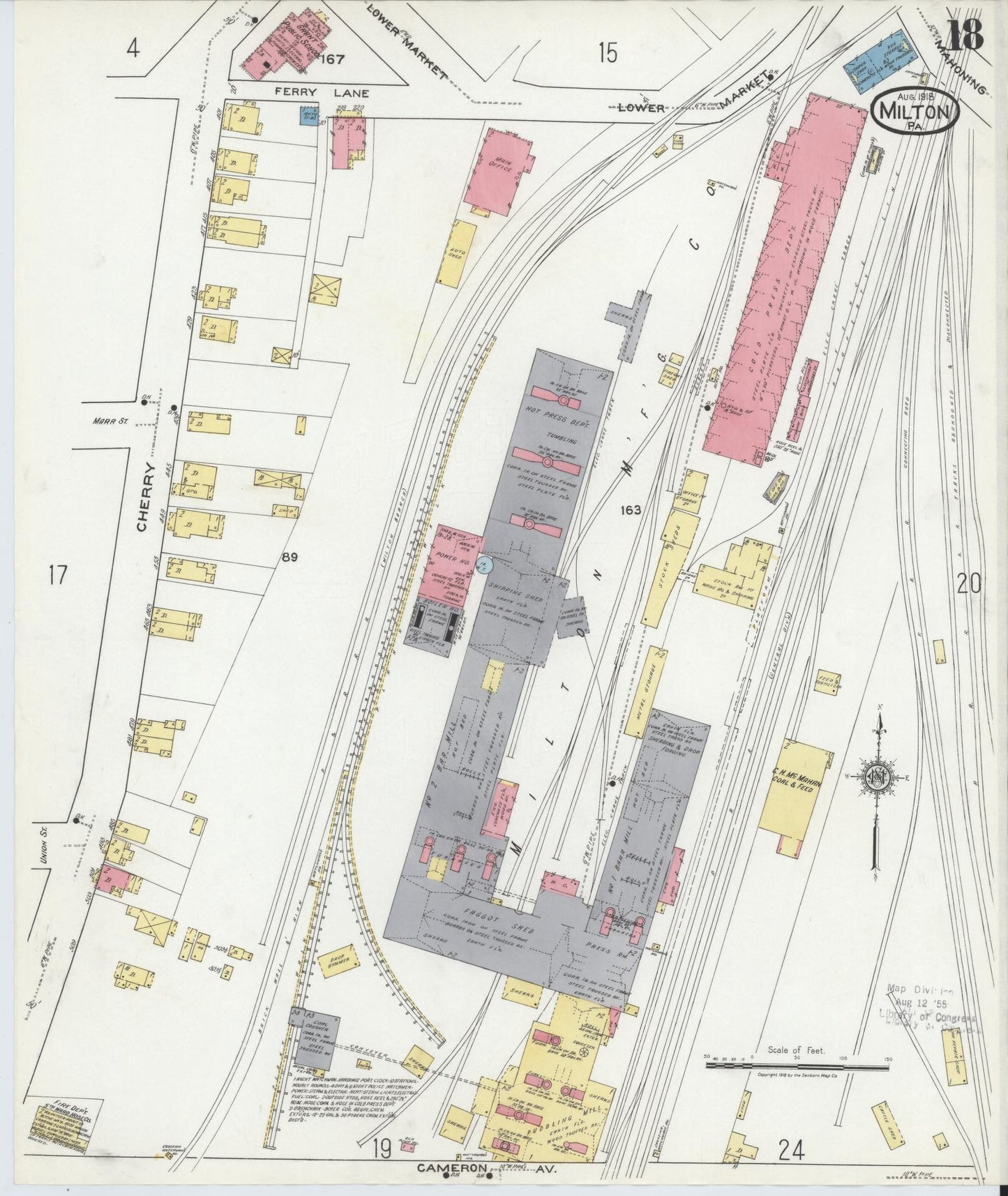 Sanborn Fire Insurance Map from Milton, Northumberland County, Pennsylvania (1918), Sheet #0018 - Complete Map Set gallery image, historic Sanborn map, vintage wall art, Pennsylvania Pennsylvania