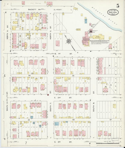 Sanborn Fire Insurance Map from Salida, Chaffee County, Colorado (1914), Sheet #0005 - Complete Map Set gallery image, historic Sanborn map, vintage wall art, Colorado Colorado