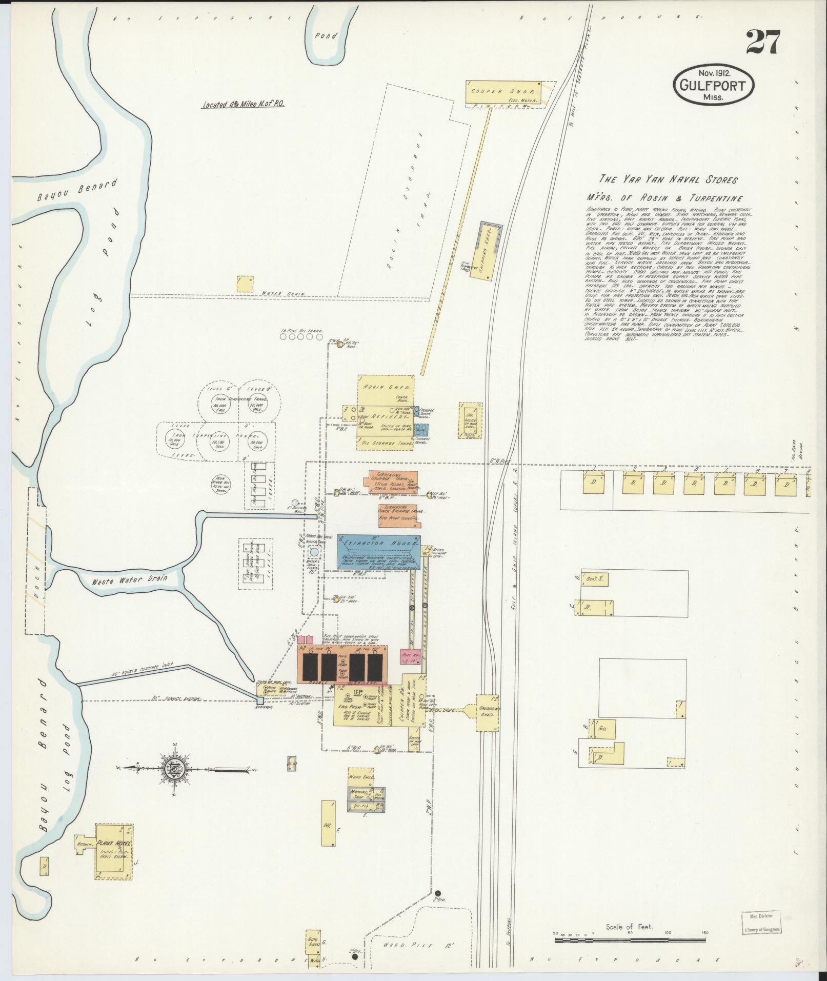 Sanborn Fire Insurance Map from Gulfport, Harrison County, Mississippi (1912), Sheet #0027 - Complete Map Set gallery image, historic Sanborn map, vintage wall art, Mississippi Mississippi