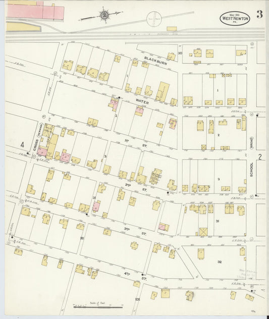 Sanborn Fire Insurance Map from West Newton, Westmoreland County, Pennsylvania (1910), Sheet #0003 - Historic Sanborn Fire Insurance Map Print, vintage old map wall art, antique decor, genealogy gift, Pennsylvania Pennsylvania map