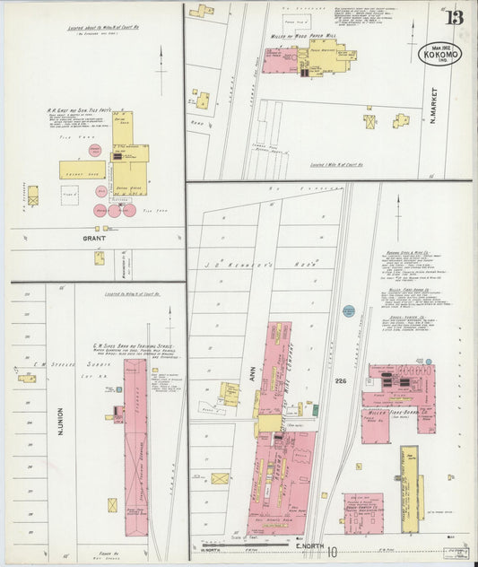 Sanborn Fire Insurance Map from Kokomo, Howard County, Indiana (1902), Sheet #0013 - Historic Sanborn Fire Insurance Map Print, vintage old map wall art, antique decor, genealogy gift, Indiana Indiana map