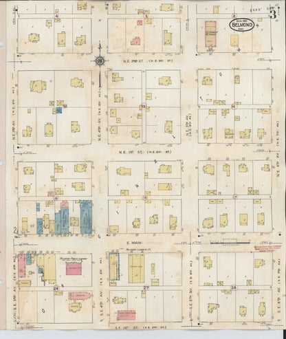Sanborn Fire Insurance Map from Belmond, Wright County, Iowa (1939), Sheet #0003 - Historic Sanborn Fire Insurance Map Print, vintage old map wall art