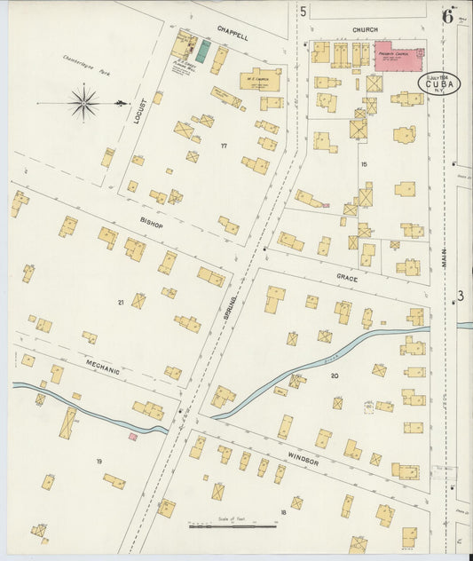Sanborn Fire Insurance Map from Cuba, Allegany County, New York (1904), Sheet #0006 - Historic Sanborn Fire Insurance Map Print, vintage old map wall art, antique decor, genealogy gift, New York New York map