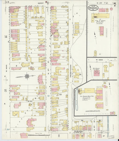 Sanborn Fire Insurance Map from Madison, Jefferson County, Indiana (1911), Sheet #0007 - Complete Map Set gallery image, historic Sanborn map, vintage wall art, Indiana Indiana