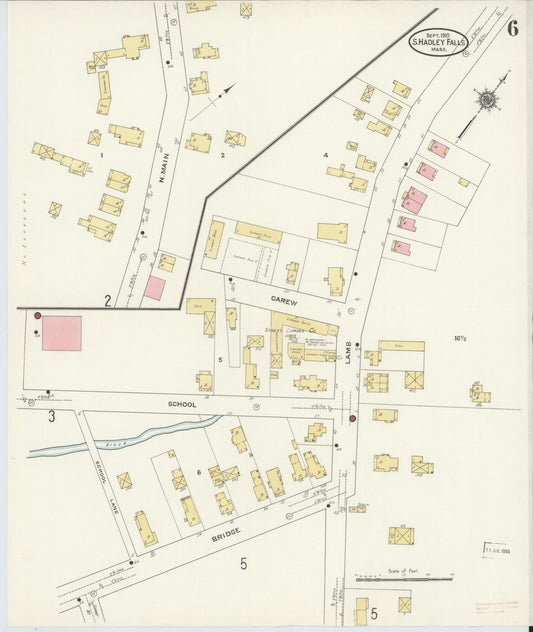 Sanborn Fire Insurance Map from South Hadley Falls, Hampshire County, Massachusetts (1910), Sheet #0006 - Historic Sanborn Fire Insurance Map Print, vintage old map wall art, antique decor, genealogy gift, Massachusetts Massachusetts map