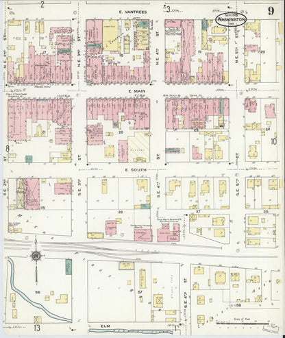 Sanborn Fire Insurance Map from Washington, Daviess County, Indiana (1909), Sheet #0009 - Historic Sanborn Fire Insurance Map Print, vintage old map wall art, antique decor, genealogy gift, Indiana Indiana map