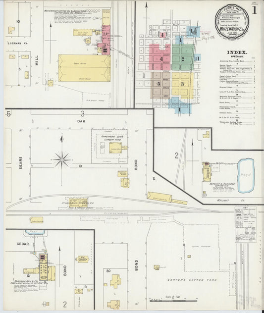 Sanborn Fire Insurance Map from Whitewright, Grayson County, Texas (1896), Sheet #0001 - Complete Map Set gallery image, historic Sanborn map, vintage wall art, Texas Texas