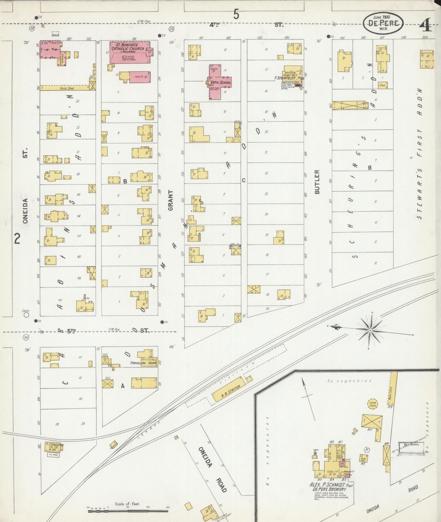Sanborn Fire Insurance Map from De Pere, Brown County, Wisconsin (1900), Sheet #0004 - Complete Map Set gallery image, historic Sanborn map, vintage wall art, Wisconsin Wisconsin