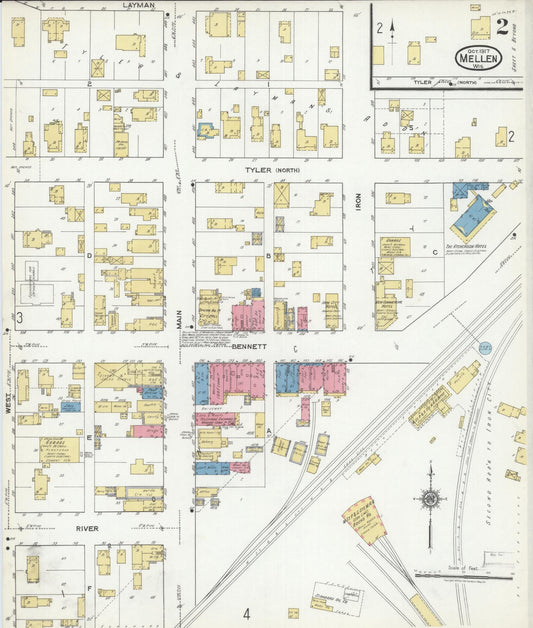 Sanborn Fire Insurance Map from Mellen, Ashland County, Wisconsin (1917), Sheet #0002 - Historic Sanborn Fire Insurance Map Print, vintage old map wall art, antique decor, genealogy gift, Wisconsin Wisconsin map