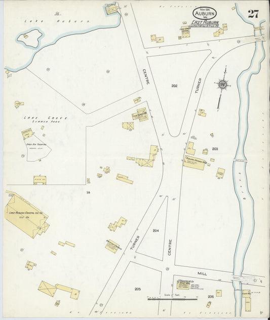 Sanborn Fire Insurance Map from Auburn, Androscoggin County, Maine (1914), Sheet #0027 - Historic Sanborn Fire Insurance Map Print, vintage old map wall art, antique decor, genealogy gift, Maine Maine map