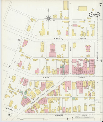 Sanborn Fire Insurance Map from Lock Haven, Clinton County, Pennsylvania (1896), Sheet #0007 - Historic Sanborn Fire Insurance Map Print, vintage old map wall art, antique decor, genealogy gift, Pennsylvania Pennsylvania map