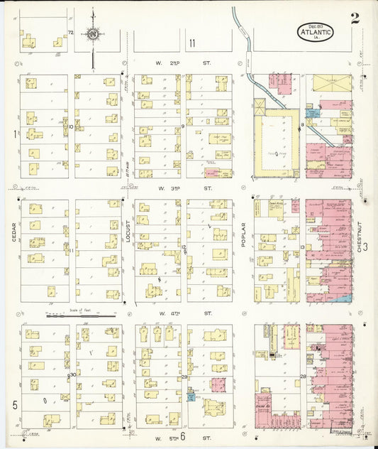 Sanborn Fire Insurance Map from Atlantic, Cass County, Iowa (1913), Sheet #0002 - Historic Sanborn Fire Insurance Map Print, vintage old map wall art