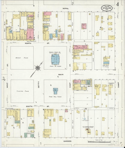 Sanborn Fire Insurance Map from Uvalde, Uvalde County, Texas (1910), Sheet #0004 - Historic Sanborn Fire Insurance Map Print, vintage old map wall art, antique decor, genealogy gift, Texas Texas map