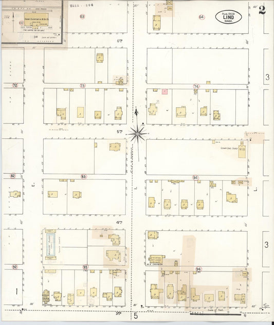 Sanborn Fire Insurance Map from Lind, Adams County, Washington (1943), Sheet #0002 - Historic Sanborn Fire Insurance Map Print, vintage old map wall art, antique decor, genealogy gift, Washington Washington map