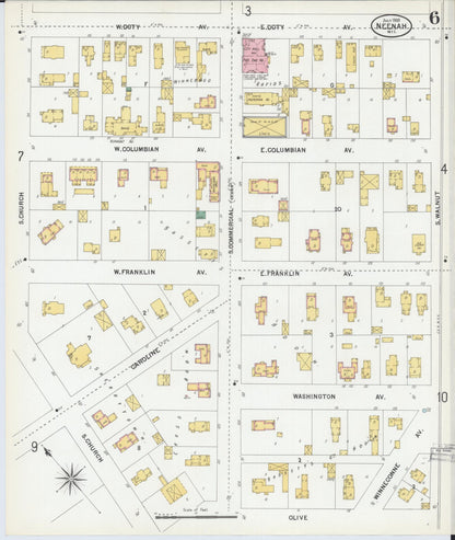 Sanborn Fire Insurance Map from Neenah, Winnebago County, Wisconsin (1900), Sheet #0006 - Complete Map Set gallery image, historic Sanborn map, vintage wall art, Wisconsin Wisconsin