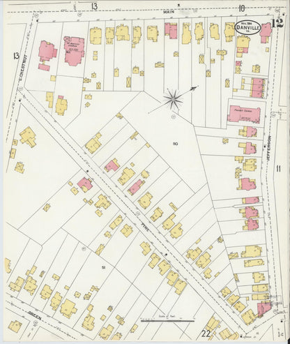 Sanborn Fire Insurance Map from Danville, Independent Cities, Virginia (1904), Sheet #0012 - Complete Map Set gallery image, historic Sanborn map, vintage wall art, Virginia Virginia