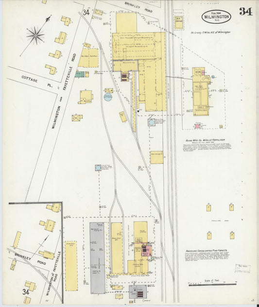 Sanborn Fire Insurance Map from Wilmington, New Hanover County, North Carolina (1904), Sheet #0034 - Historic Sanborn Fire Insurance Map Print, vintage old map wall art, antique decor, genealogy gift, North Carolina North Carolina map