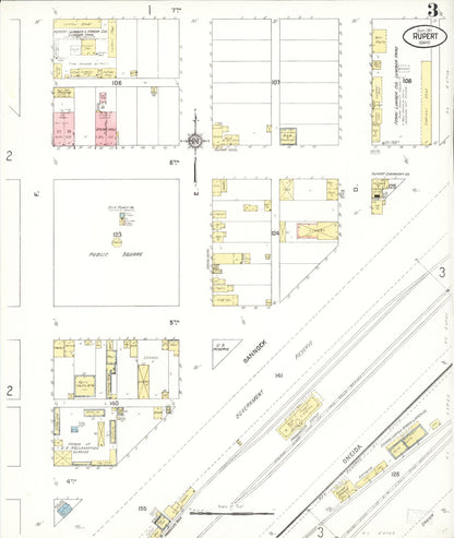 Sanborn Fire Insurance Map from Rupert, Minidoka County, Idaho (1911), Sheet #0003 - Complete Map Set gallery image, historic Sanborn map, vintage wall art, Idaho Idaho