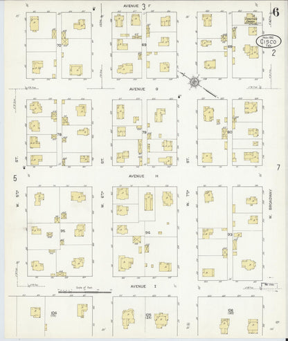 Sanborn Fire Insurance Map from Cisco, Eastland County, Texas (1912), Sheet #0006 - Complete Map Set gallery image, historic Sanborn map, vintage wall art, Texas Texas