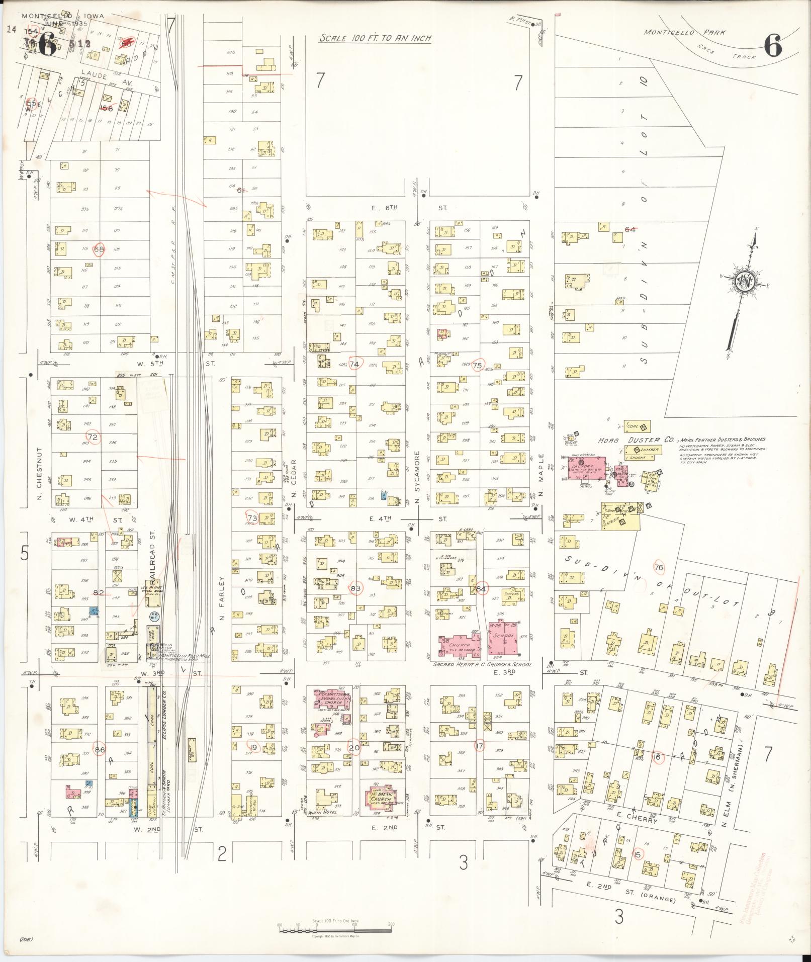 Sanborn Fire Insurance Map from Monticello, Jones County, Iowa (1943), Sheet #0006 - Historic Sanborn Fire Insurance Map Print