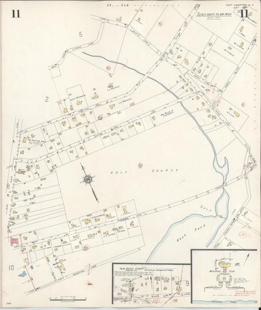Sanborn Fire Insurance Map from Easthampton, Suffolk County, New York (1943), Sheet #0011 - Historic Sanborn Fire Insurance Map Print, vintage old map wall art, antique decor, genealogy gift, New York New York map