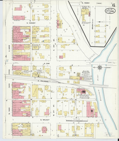 Sanborn Fire Insurance Map from Ottawa, Putnam County, Ohio (1911), Sheet #0006 - Historic Sanborn Fire Insurance Map Print, vintage old map wall art, antique decor, genealogy gift, Ohio Ohio map