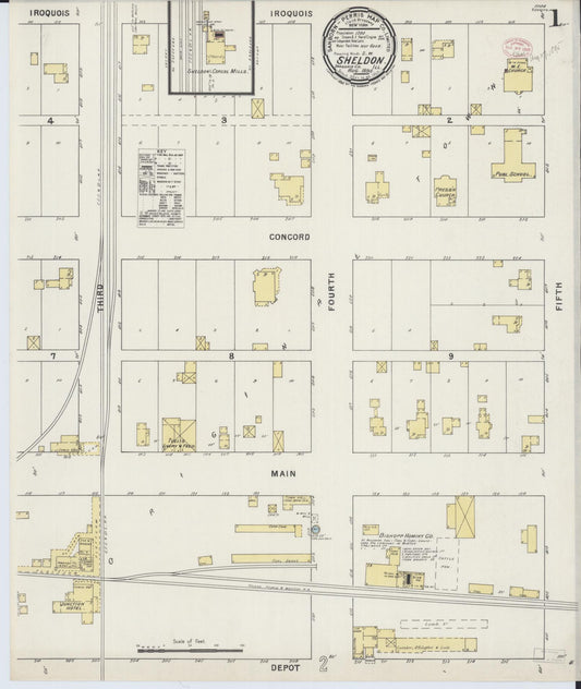 Sanborn Fire Insurance Map from Sheldon, Iroquois County, Illinois (1895), Sheet #0001 - Historic Sanborn Fire Insurance Map Print, vintage old map wall art, antique decor, genealogy gift, Illinois Illinois map