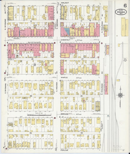 Sanborn Fire Insurance Map from Virginia, Saint Louis County, Minnesota (1910), Sheet #0006 - Complete Map Set gallery image, historic Sanborn map, vintage wall art, Minnesota Minnesota