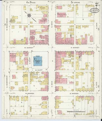 Sanborn Fire Insurance Map from Cadiz, Harrison County, Ohio (1916), Sheet #0002 - Historic Sanborn Fire Insurance Map Print, vintage old map wall art, antique decor, genealogy gift, Ohio Ohio map