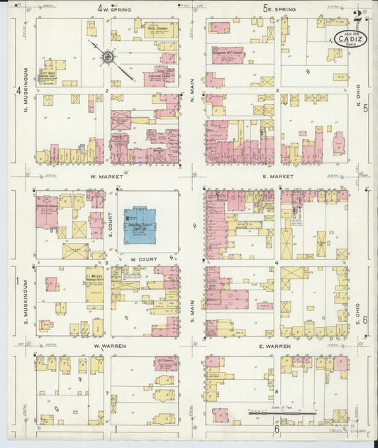 Sanborn Fire Insurance Map from Cadiz, Harrison County, Ohio (1916), Sheet #0002 - Historic Sanborn Fire Insurance Map Print, vintage old map wall art, antique decor, genealogy gift, Ohio Ohio map