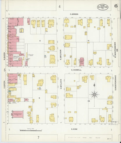 Sanborn Fire Insurance Map from Kinston, Lenoir County, North Carolina (1901), Sheet #0006 - Historic Sanborn Fire Insurance Map Print, vintage old map wall art, antique decor, genealogy gift, North Carolina North Carolina map