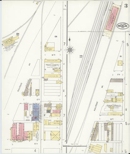 Sanborn Fire Insurance Map from Douglas, Cochise County, Arizona (1909), Sheet #0003 - Complete Map Set gallery image, historic Sanborn map, vintage wall art, Arizona Arizona