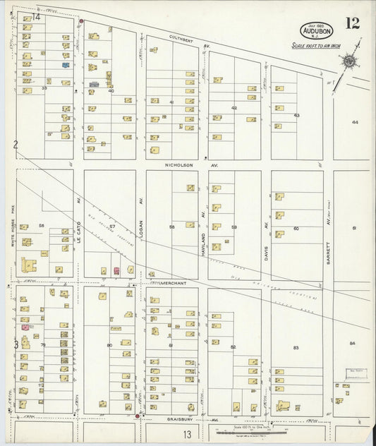 Sanborn Fire Insurance Map from Audubon, Camden County, New Jersey (1920), Sheet #0012 - Historic Sanborn Fire Insurance Map Print, vintage old map wall art, antique decor, genealogy gift, New Jersey New Jersey map