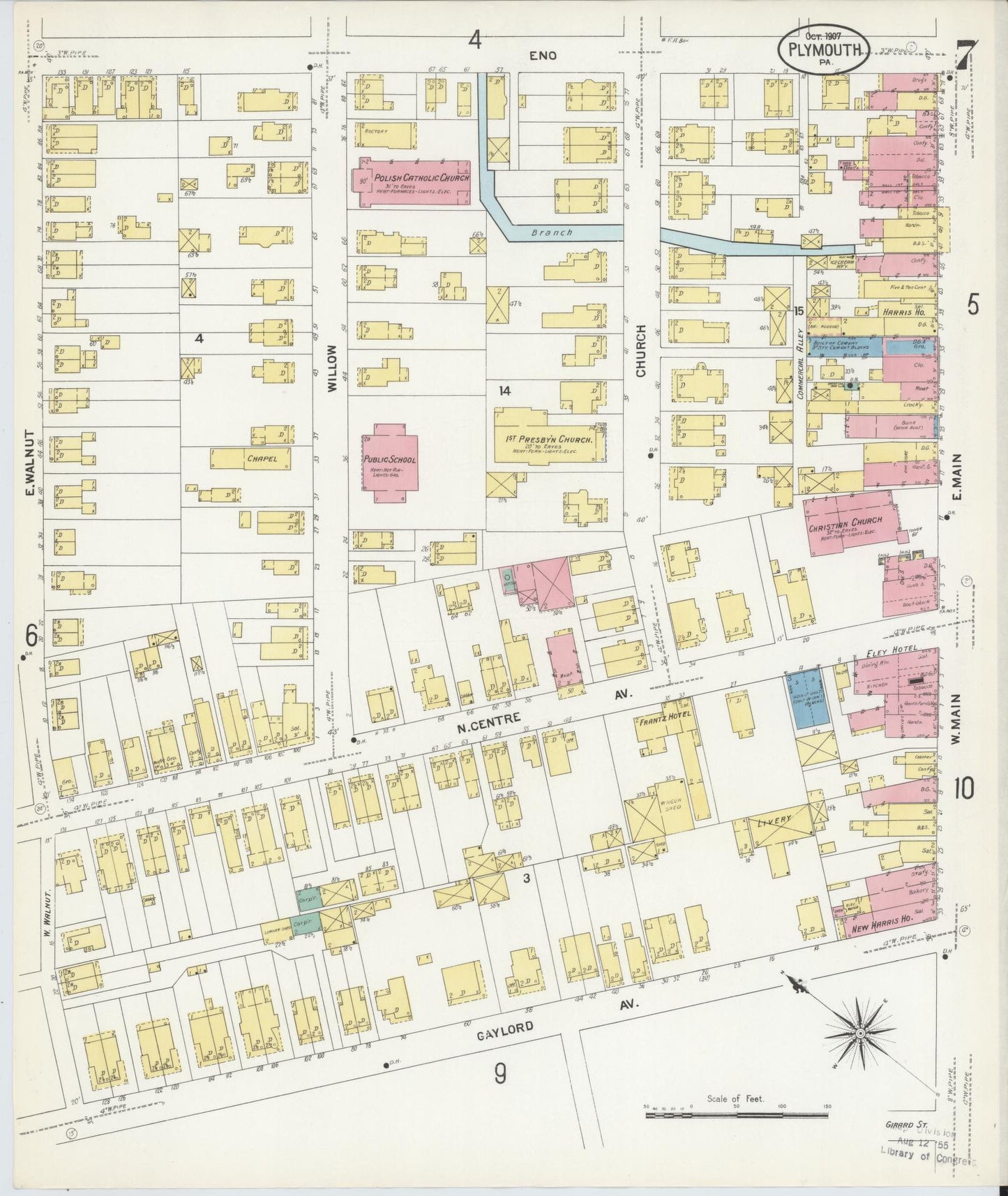 Sanborn Fire Insurance Map from Plymouth, Luzerne County, Pennsylvania (1907), Sheet #0007 - Complete Map Set gallery image, historic Sanborn map, vintage wall art, Pennsylvania Pennsylvania
