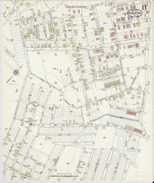 Sanborn Fire Insurance Map from Duquesne, Allegheny County, Pennsylvania (1917), Sheet #0011 - Historic Sanborn Fire Insurance Map Print, vintage old map wall art, antique decor, genealogy gift, Pennsylvania Pennsylvania map