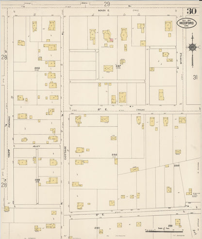 Sanborn Fire Insurance Map from Medford, Jackson County, Oregon (1911), Sheet #0030 - Complete Map Set gallery image, historic Sanborn map, vintage wall art, Oregon Oregon