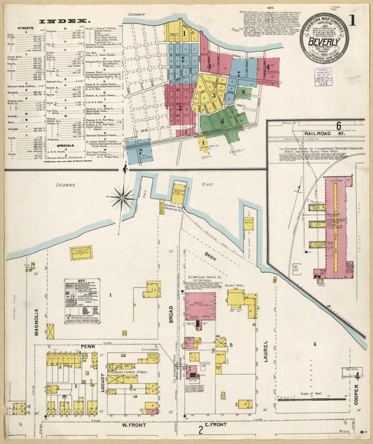 Sanborn Fire Insurance Map from Beverly, Burlington County, New Jersey. (1905) – Historic Sanborn Fire Insurance Map Print