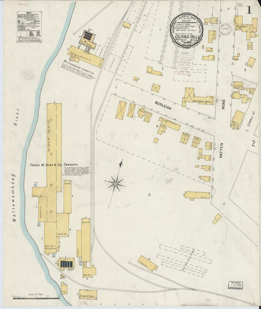 Sanborn Fire Insurance Map from Island Falls, Aroostook County, Maine (1900), Sheet #0001 - Complete Map Set gallery image, historic Sanborn map, vintage wall art, Maine Maine