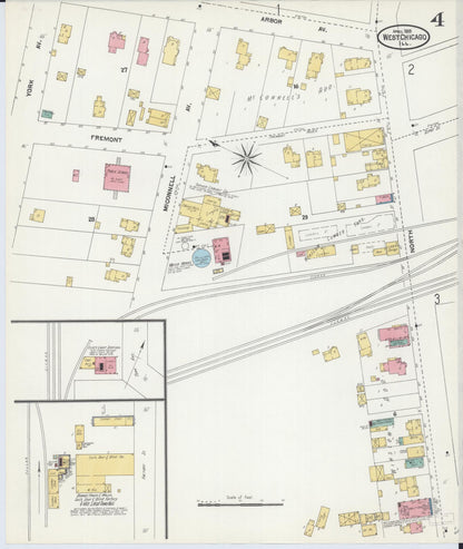 Sanborn Fire Insurance Map from West Chicago, Du Page County, Illinois (1905), Sheet #0004 - Complete Map Set gallery image, historic Sanborn map, vintage wall art, Illinois Illinois