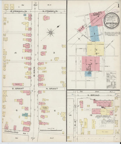 Sanborn Fire Insurance Map from Waynesboro, Franklin County, Pennsylvania (1886), Sheet #0001 - Historic Sanborn Fire Insurance Map Print, vintage old map wall art, antique decor, genealogy gift, Pennsylvania Pennsylvania map