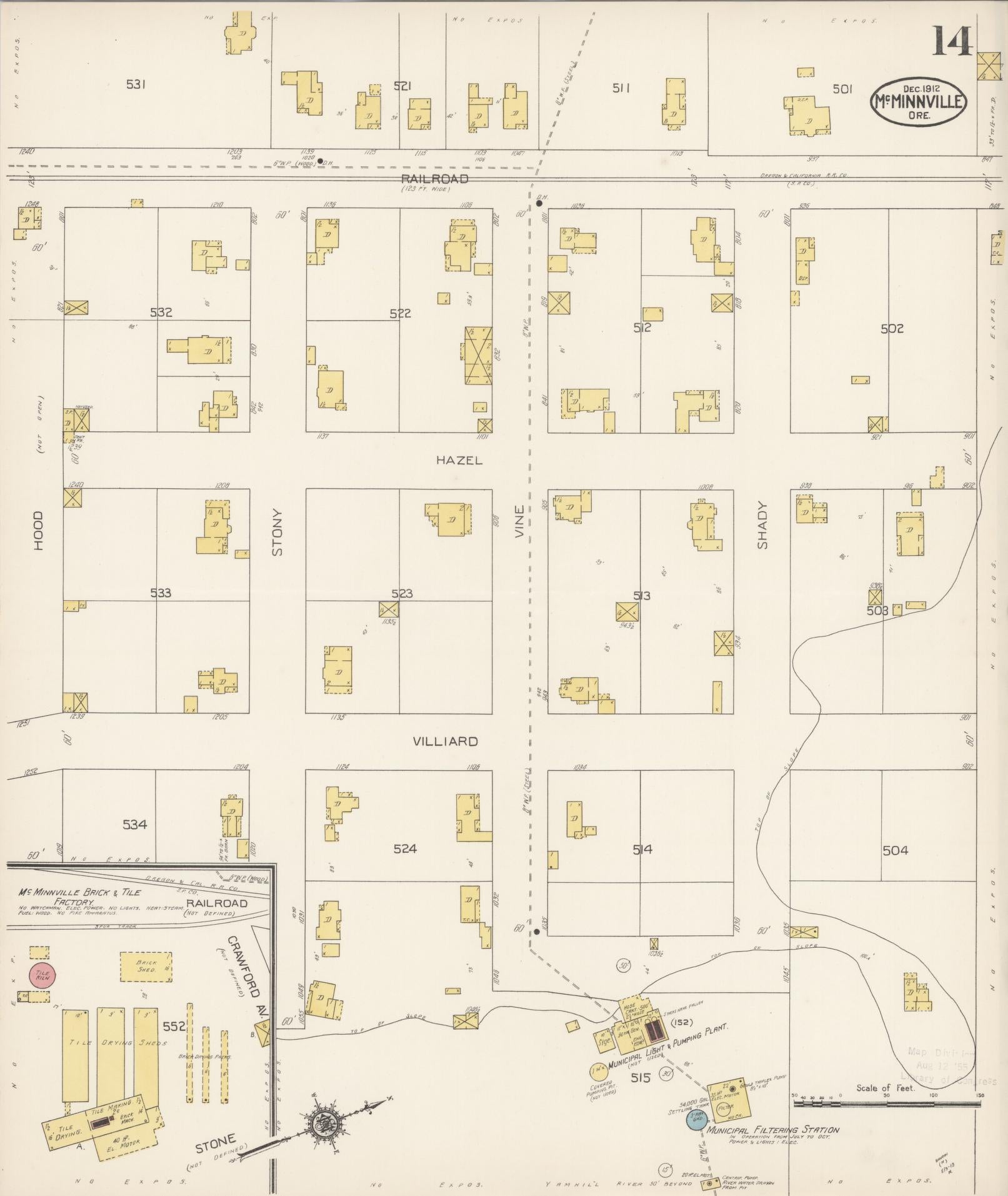Sanborn Fire Insurance Map from McMinnville, Yamhill County, Oregon (1912), Sheet #0014 - Complete Map Set gallery image, historic Sanborn map, vintage wall art, Oregon Oregon
